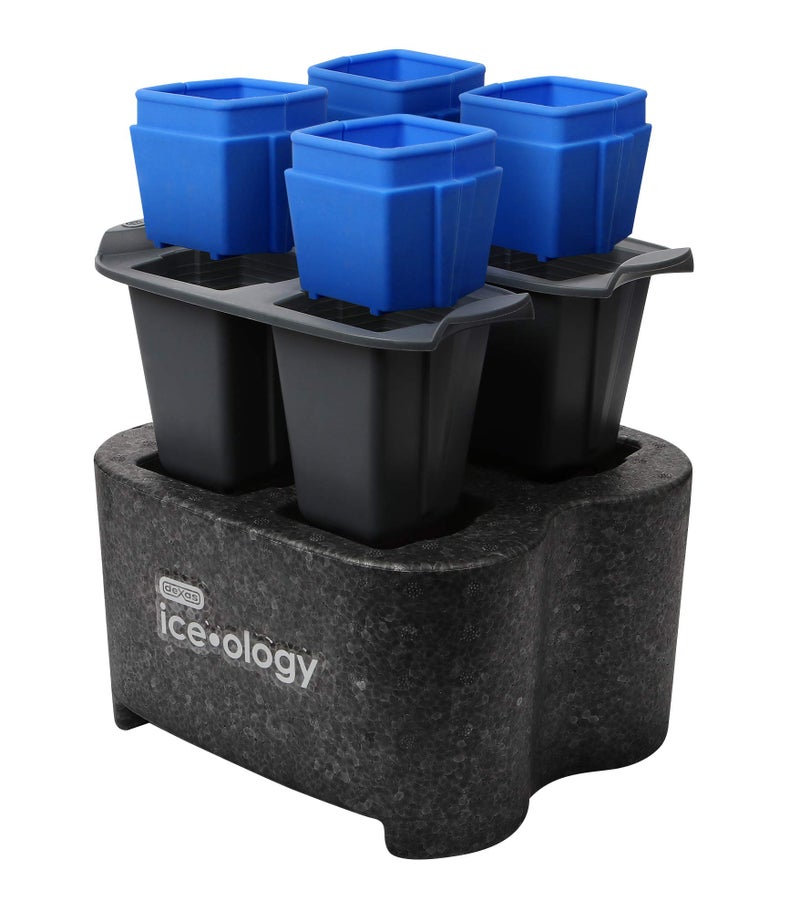 Dexas iceâ€¢ology Silicone Clear Ice Maker Tray for Crystal Clear Craft Cocktail Ice, 4 Count Square Cube Tray - Image 3
